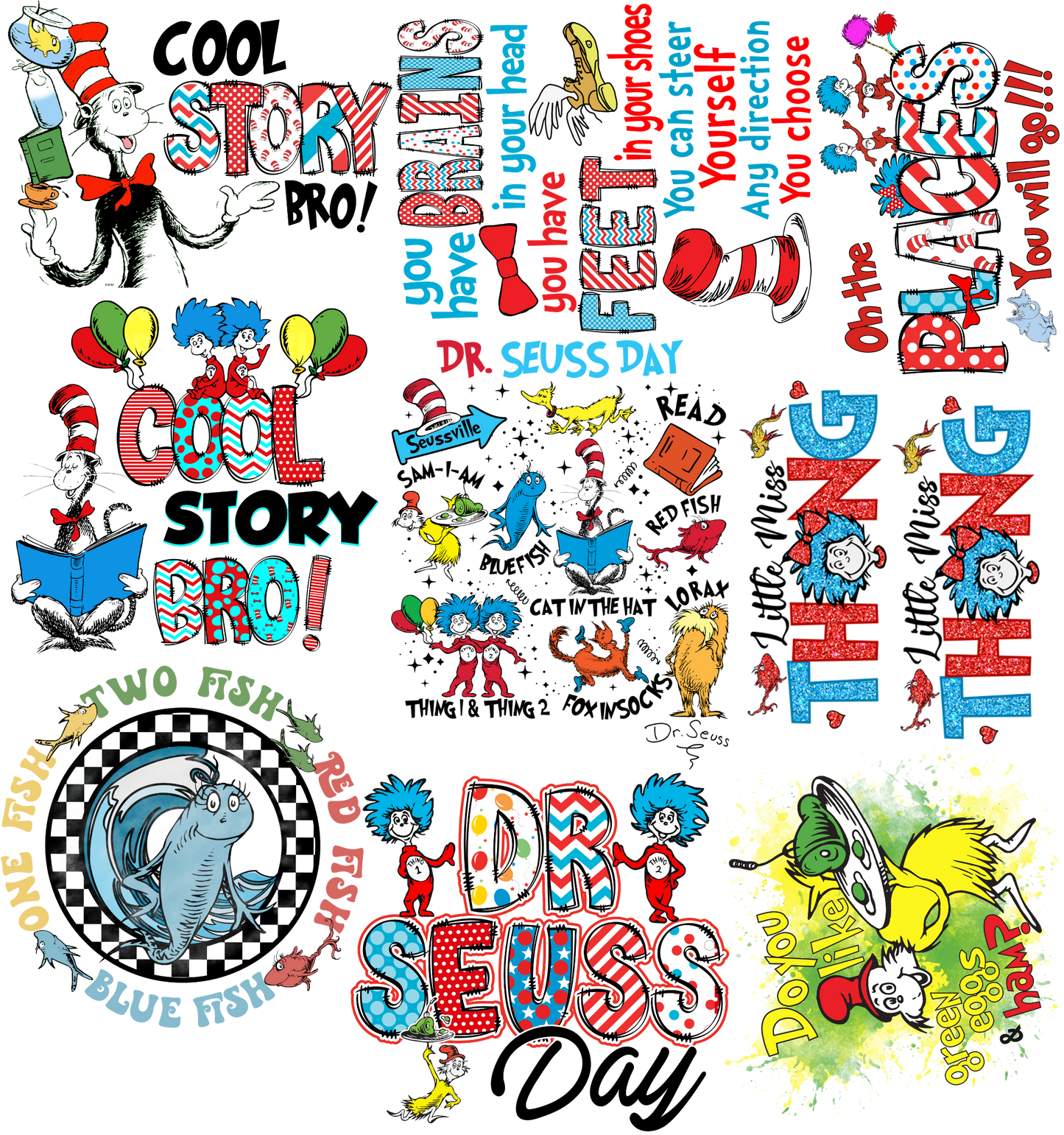 Dr Suess Gangsheet 22.5"X24"