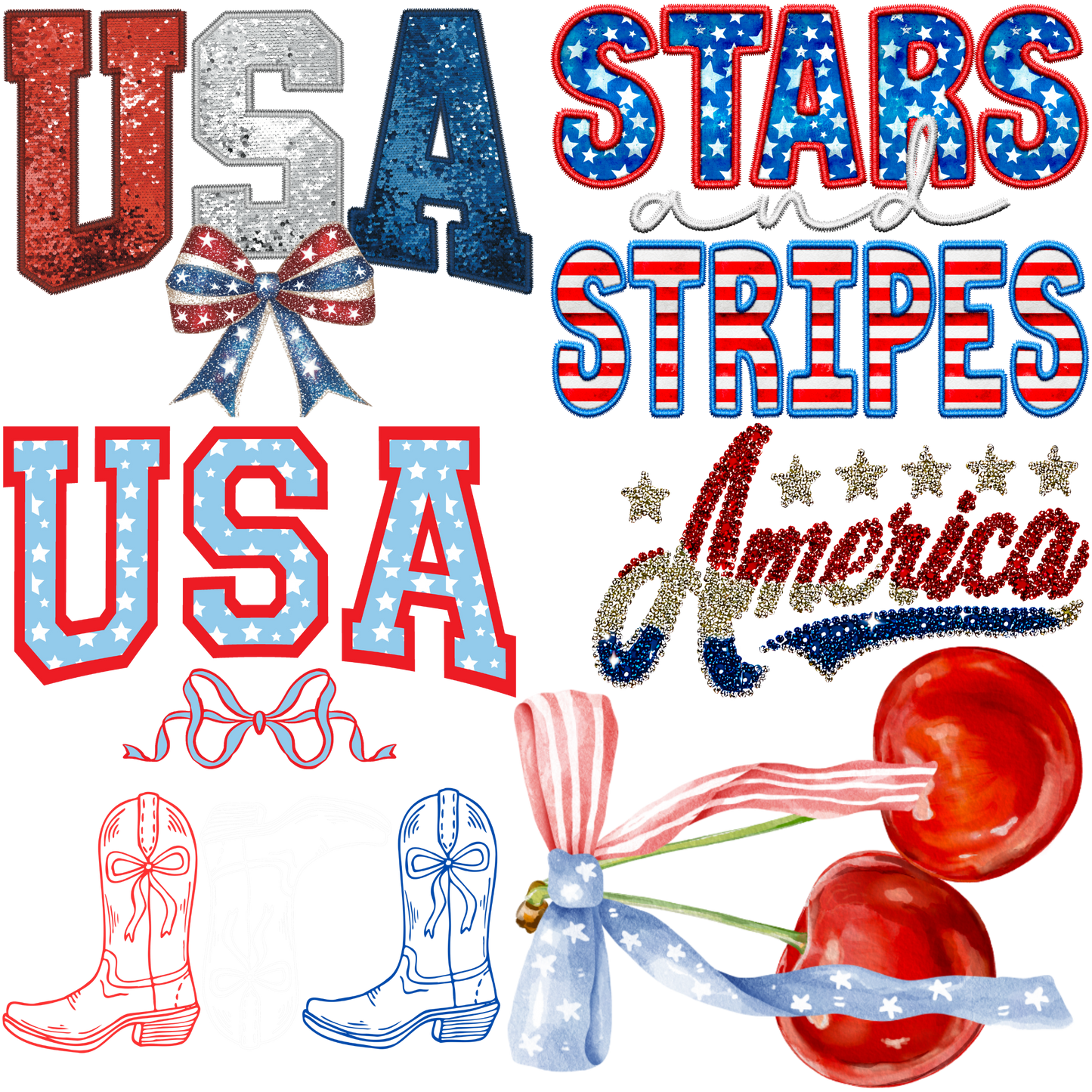 Merica Sparkle Gangsheet 22.5"X24"
