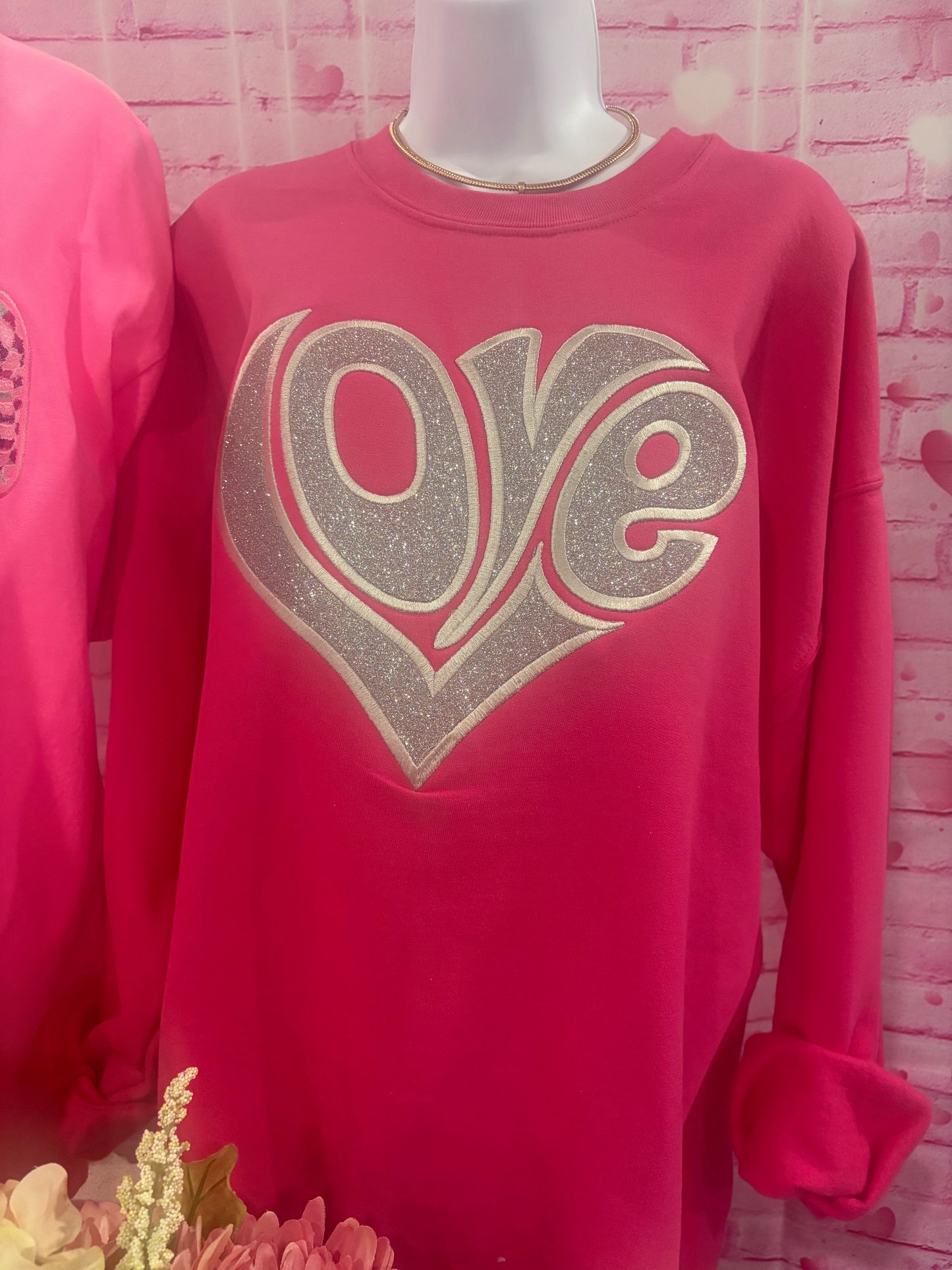Love Glitter Embroidered Crew