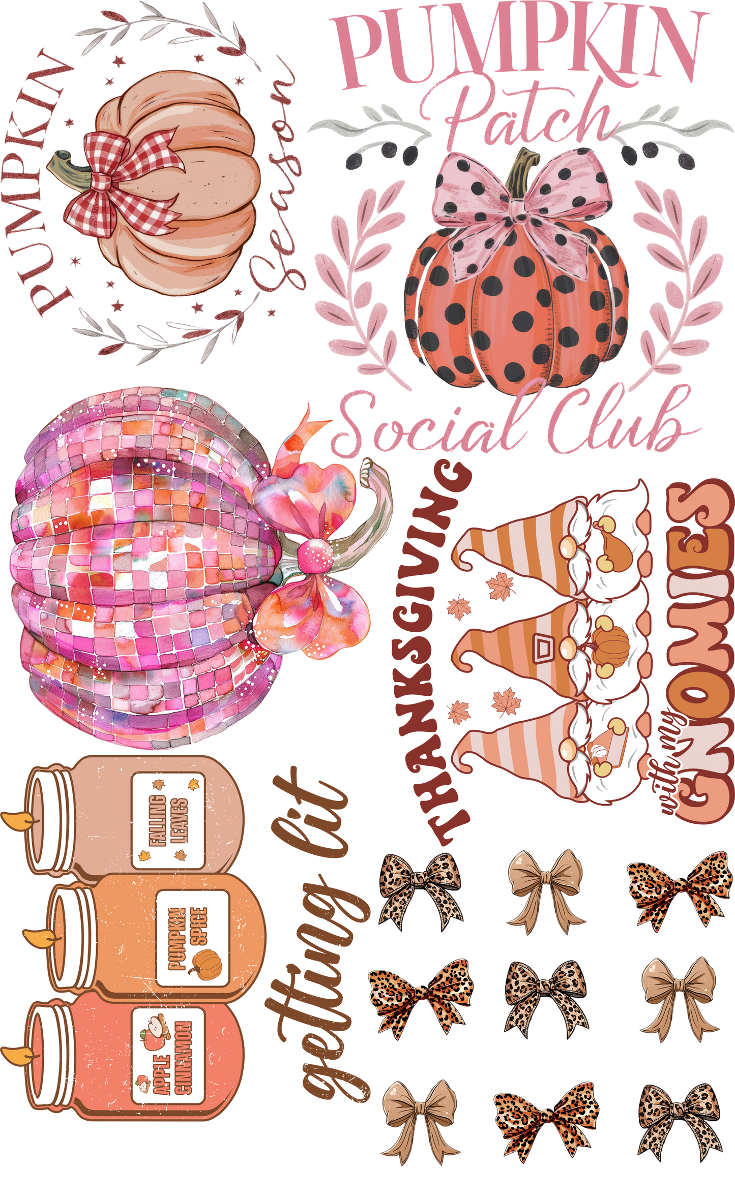 Fall gang sheet pink 23”X36”