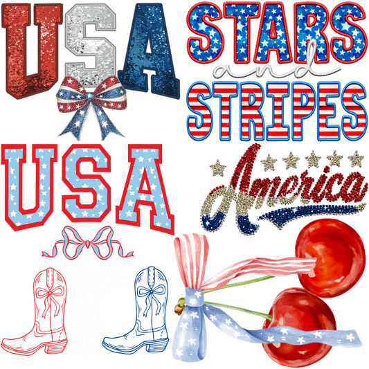 Merica Sparkle Gangsheet 22.5"X24"