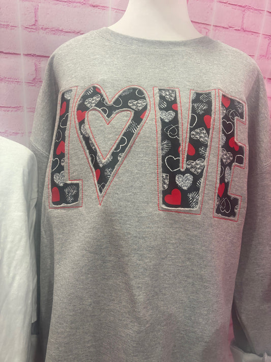 Love Fabric Cut Out Embroidered Crew