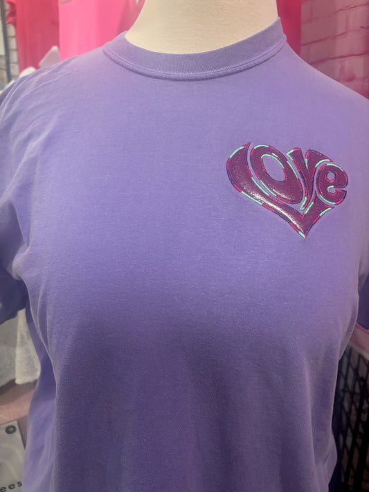 Love Glitter Pocket Embroidered Comfort Colors Tee